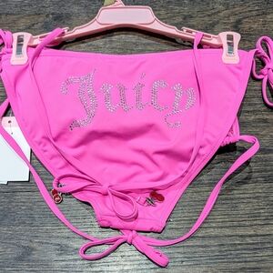 NWT 🍒 Juicy Couture Cherry Rhinestone BLING Bikini Set Large PINK